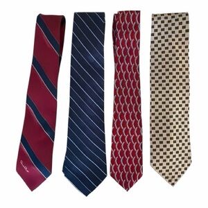 Designer Tie Bundle (4)Oscar de la Renta, Giorgio, Bardelli Roma, Jacques Estier